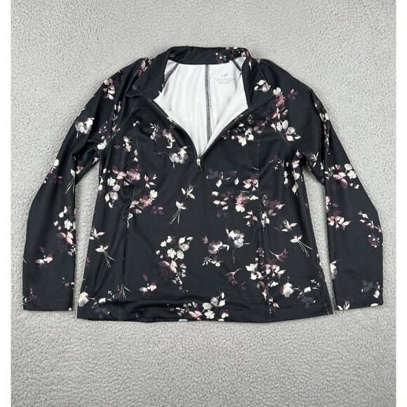 J. Jill Women's Fit Peach-Soft Quarter-Zip Sweatshirt Top Large Floral Print - Picture 2 of 9